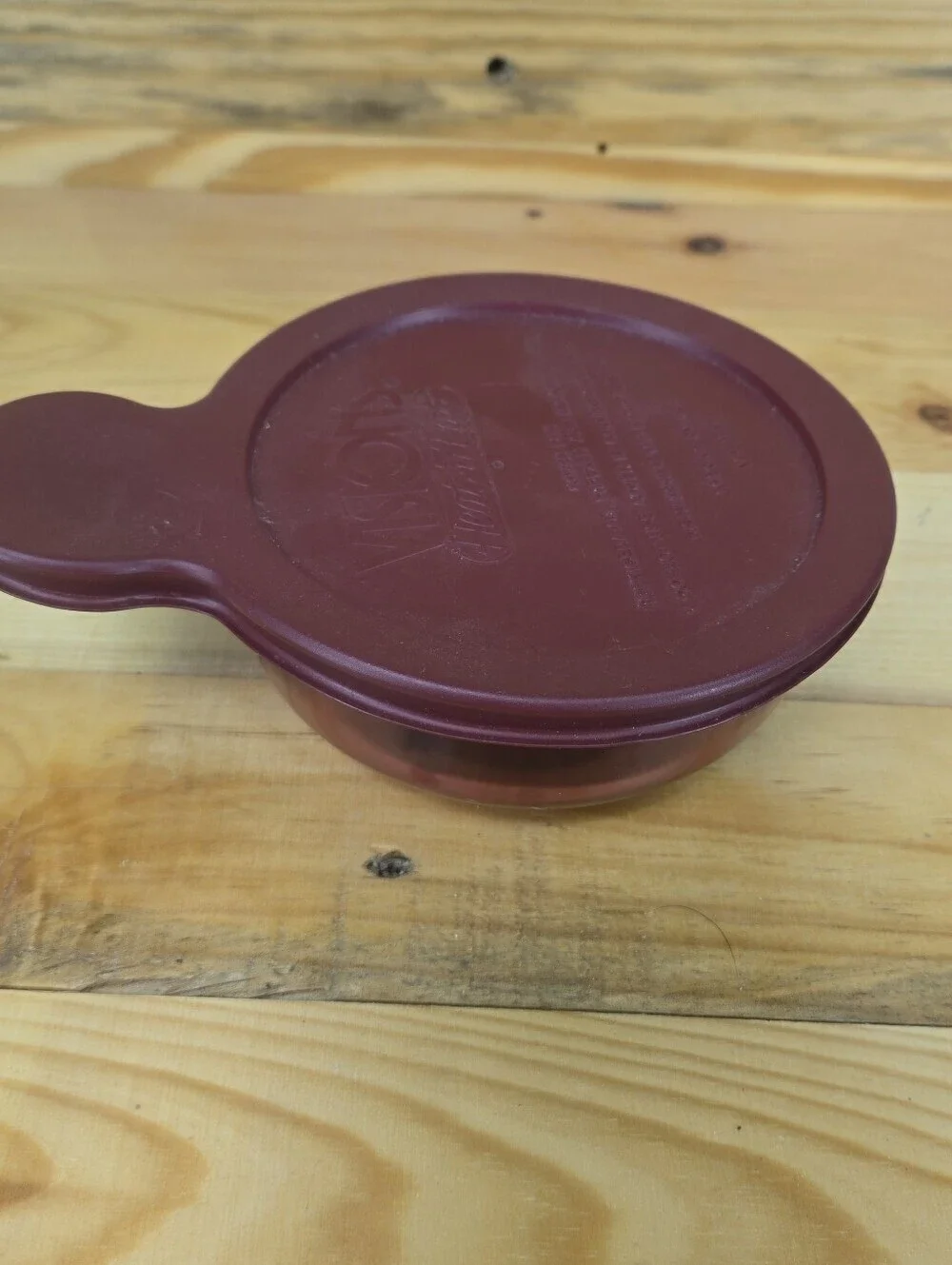 Vintage Cranberry Corning Visions Heat n Eat  Grab It Bowl V-150-B V-150-PC Lid